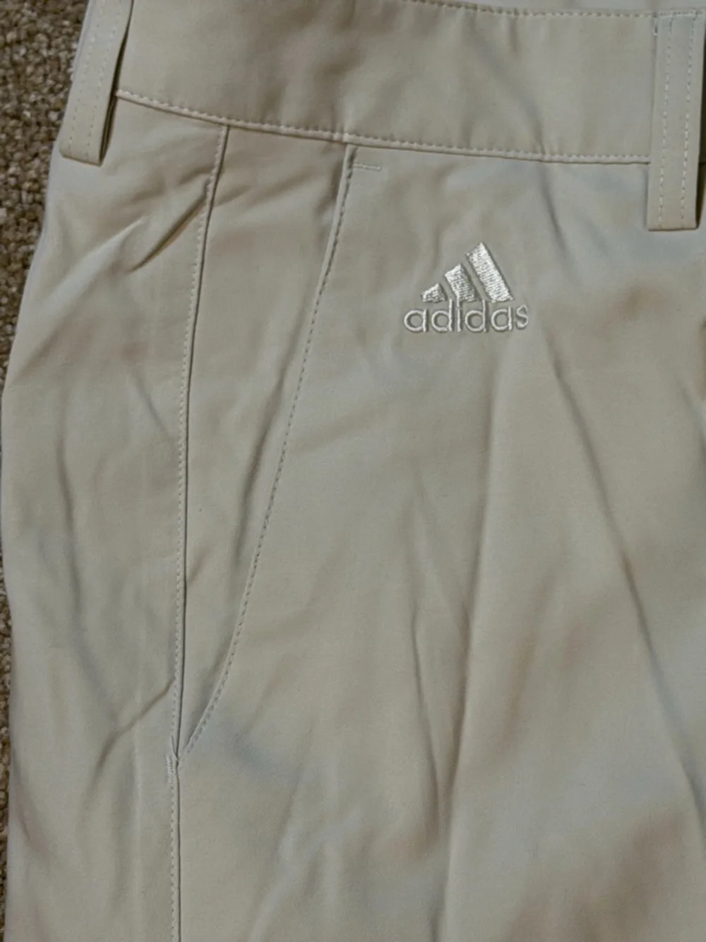 adidas Men's Flat Front Tan Golf Shorts